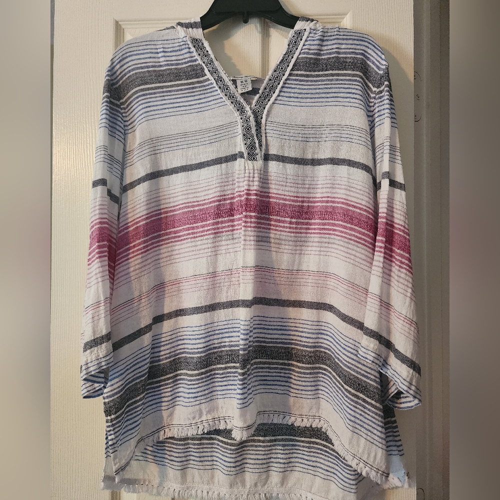 TOMMY BAHAMA Rainfall Stripe Baja Linen Hooded Pullover